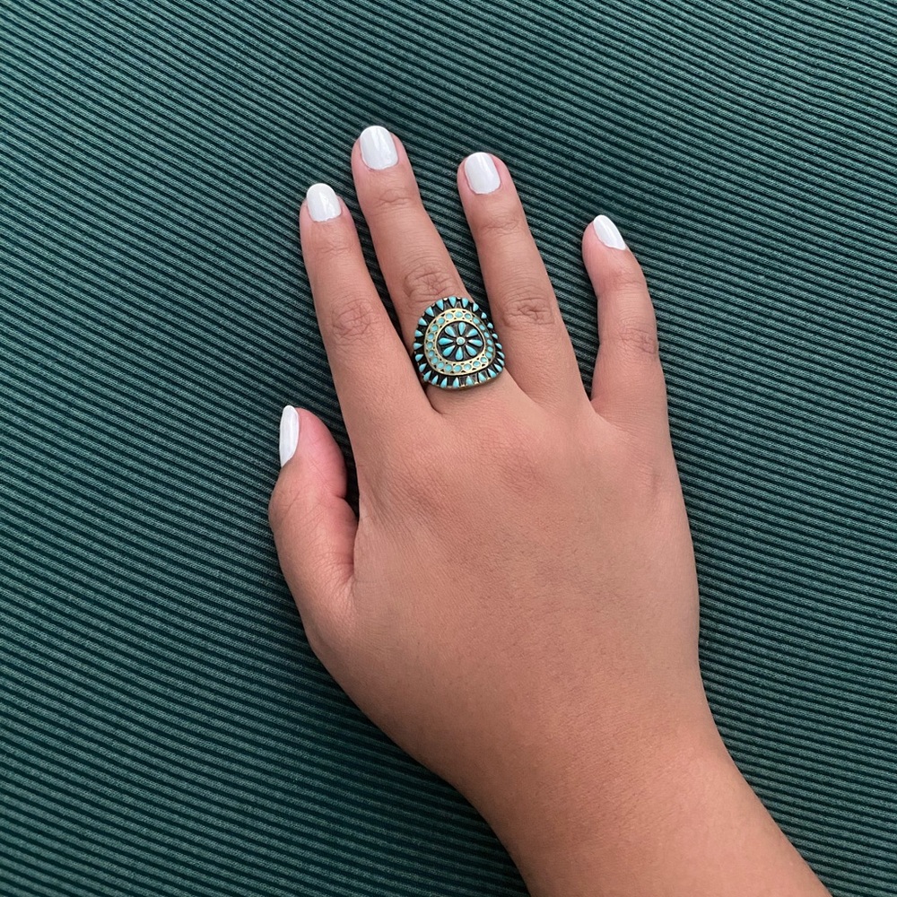 Turquoise patterned ring